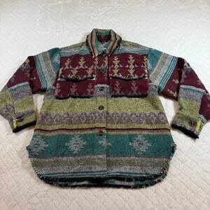 Verte Maroon Boho Aztec Shacket size small excellent condition